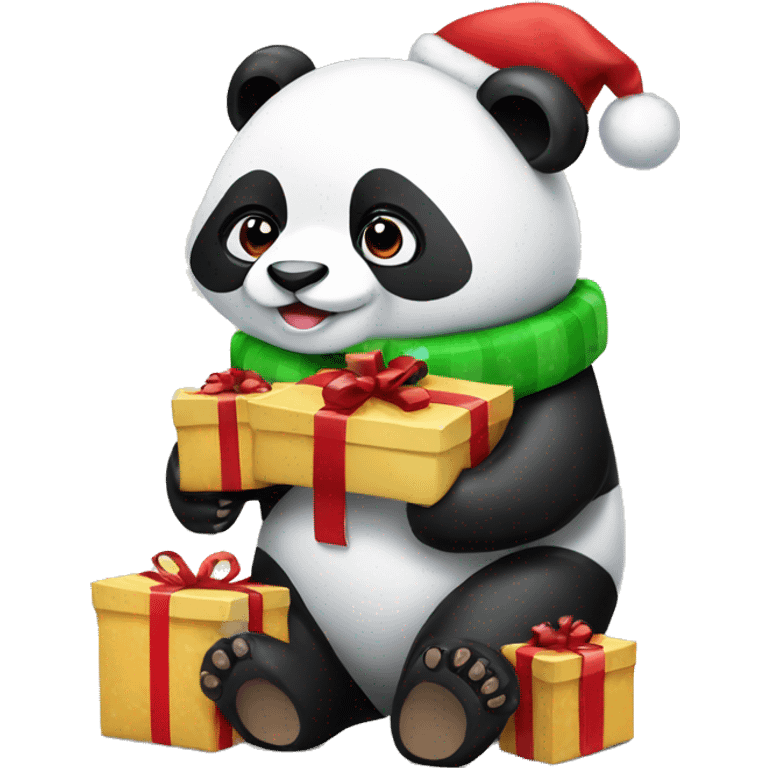 A panda with Christmas gifts  emoji