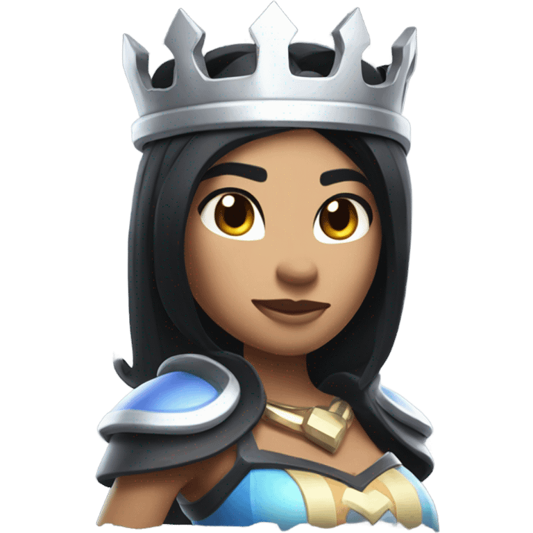 Clash royale the tower princess , white skin , black hair, and black crown on head  emoji