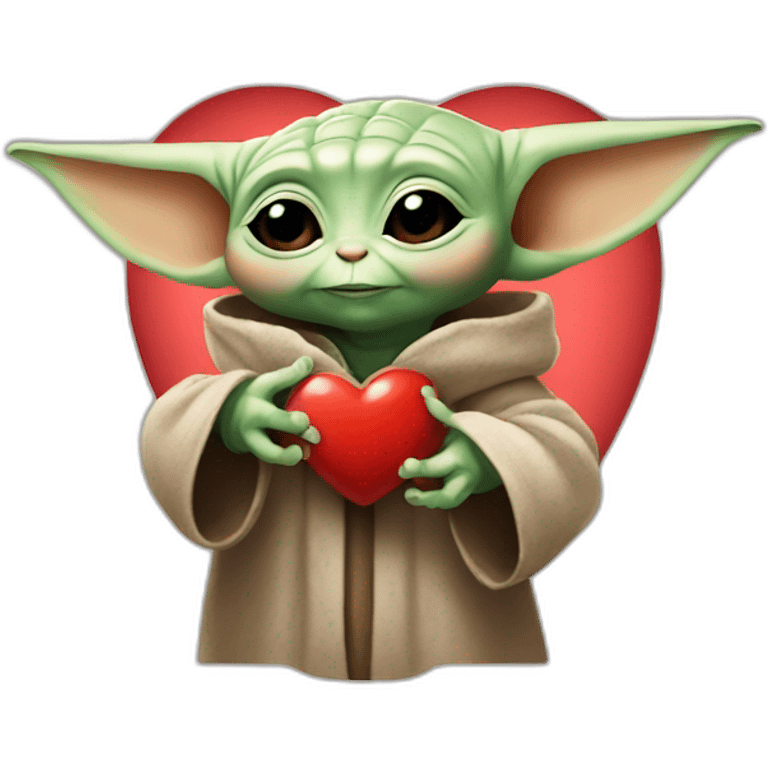 Baby yoda shaping heart with his hands emoji