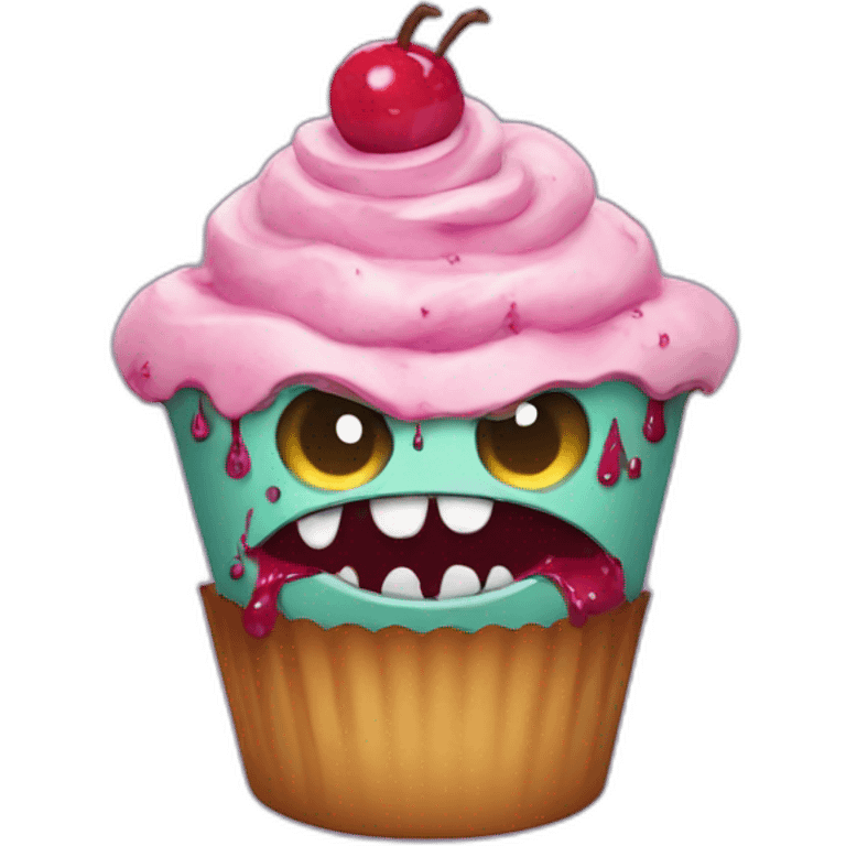 Happy zombie cupcake  emoji