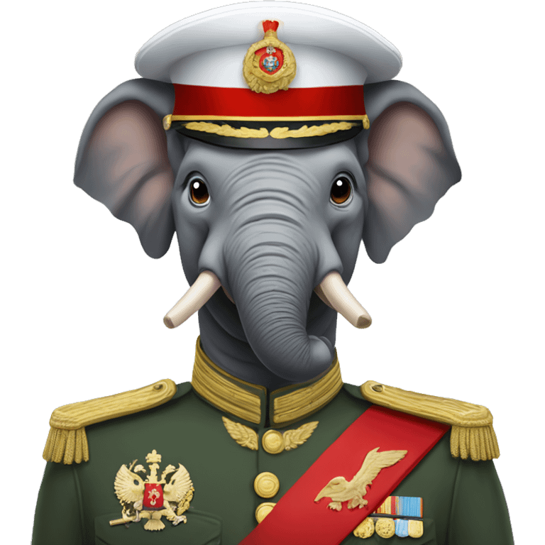 Elephant head in Russian military uniform emoji