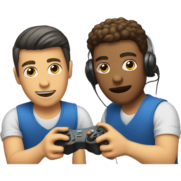 two guys play video games emoji