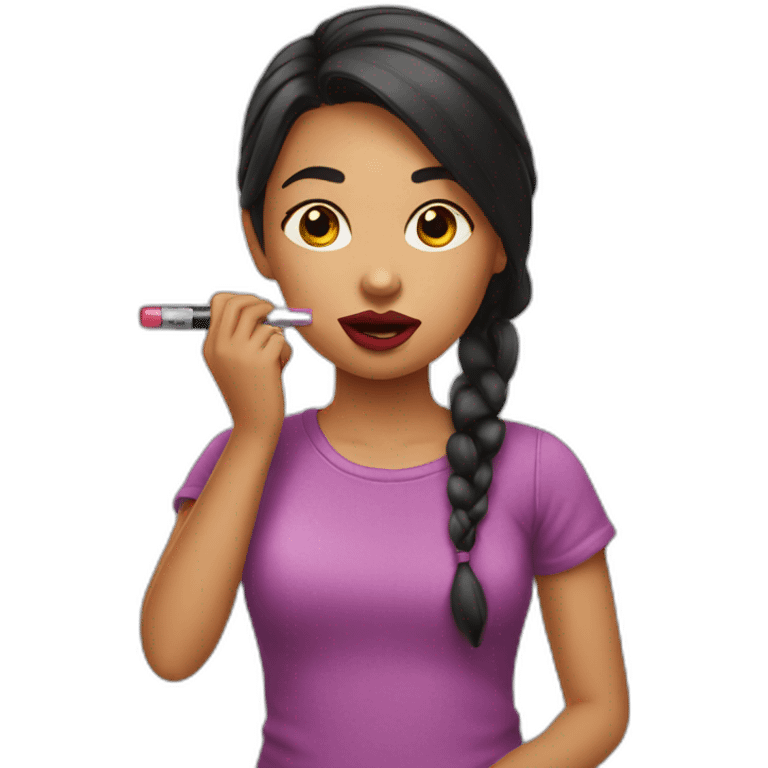 Girl putting lipstick on emoji