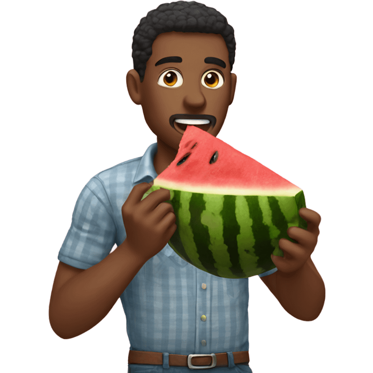 Man eating watermelon emoji