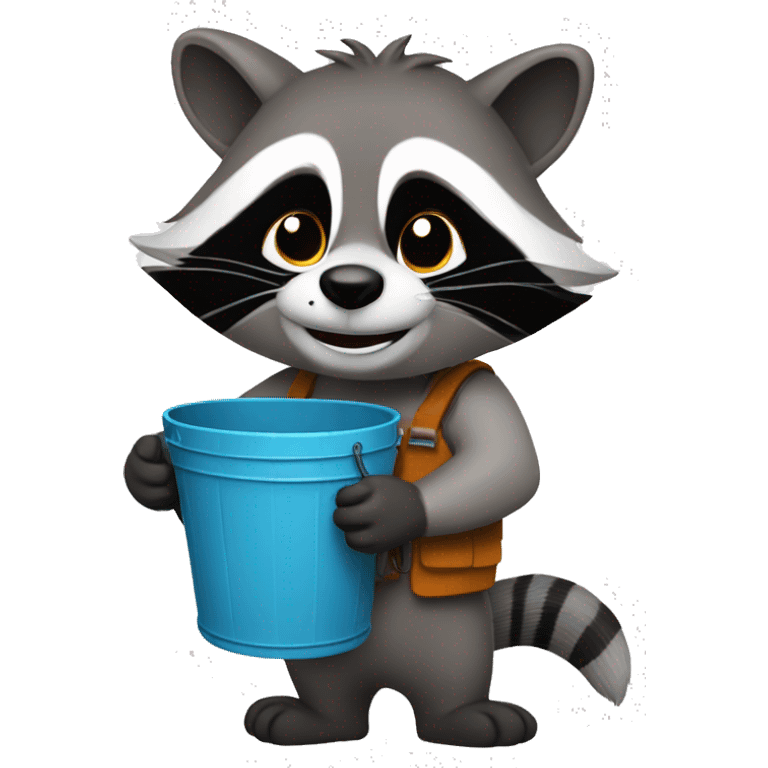 a raccoon with a bucket in his hands emoji