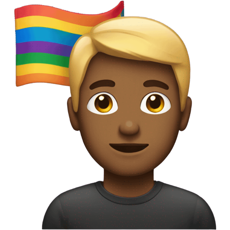 Man wearing a pride flag emoji