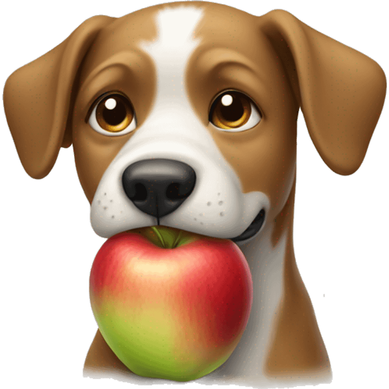 dog with an apple emoji