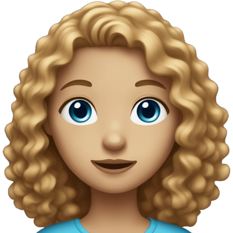 Girl with blue eyes and long light brown curly hair emoji