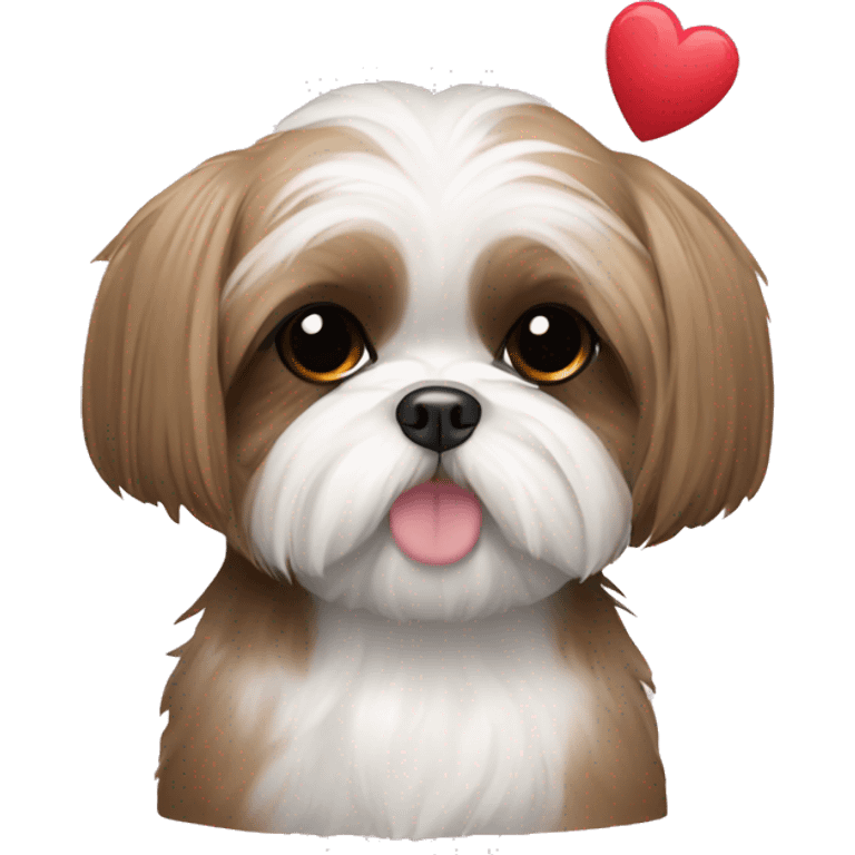 Shih Tzu with hearts around it emoji