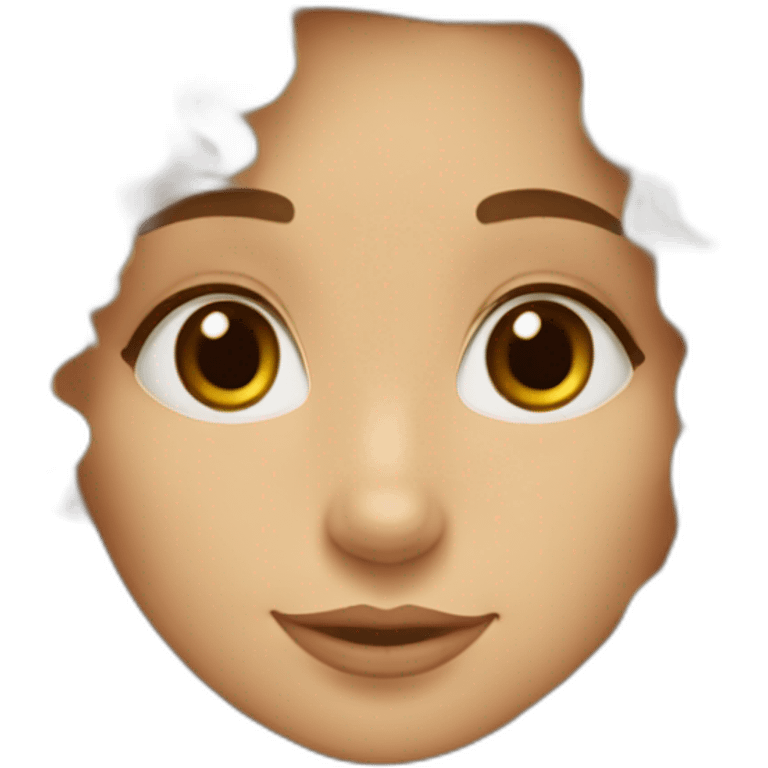 Blonde curly girl with an Australian shephard emoji