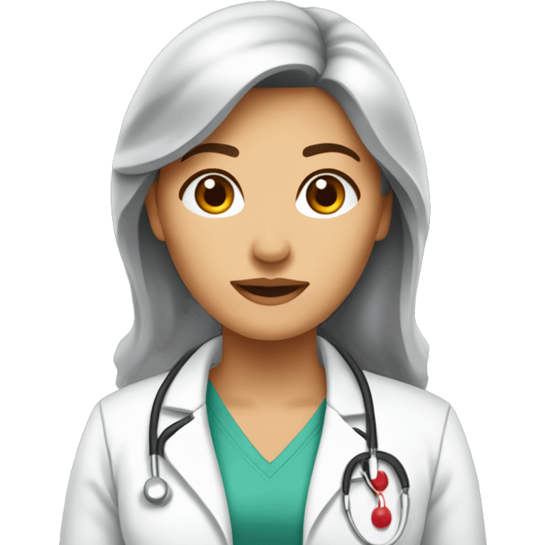 Médecin jolie femme brune cheveux longs, endocrinologue, Diabétologue  emoji