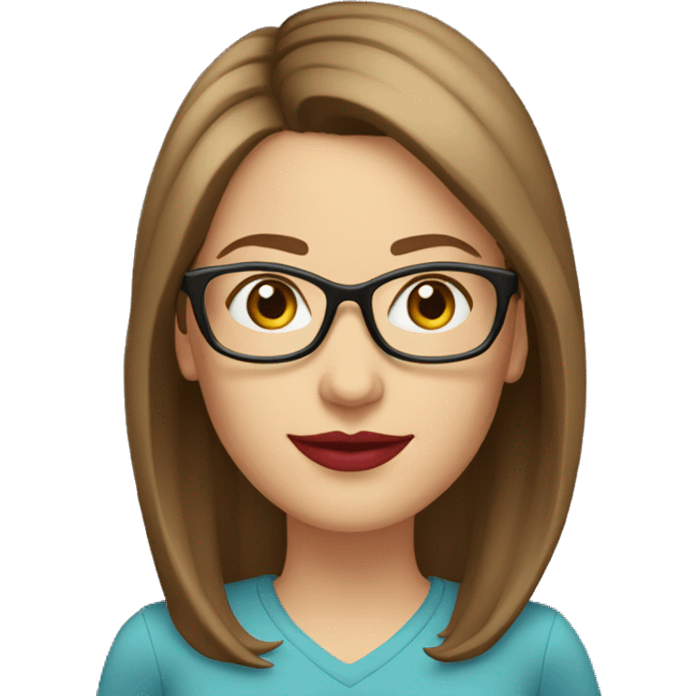 Caucasian-Mum-woman-lipstick-long-straight-brown-hair-standing-wearing-glasses-plus-size emoji