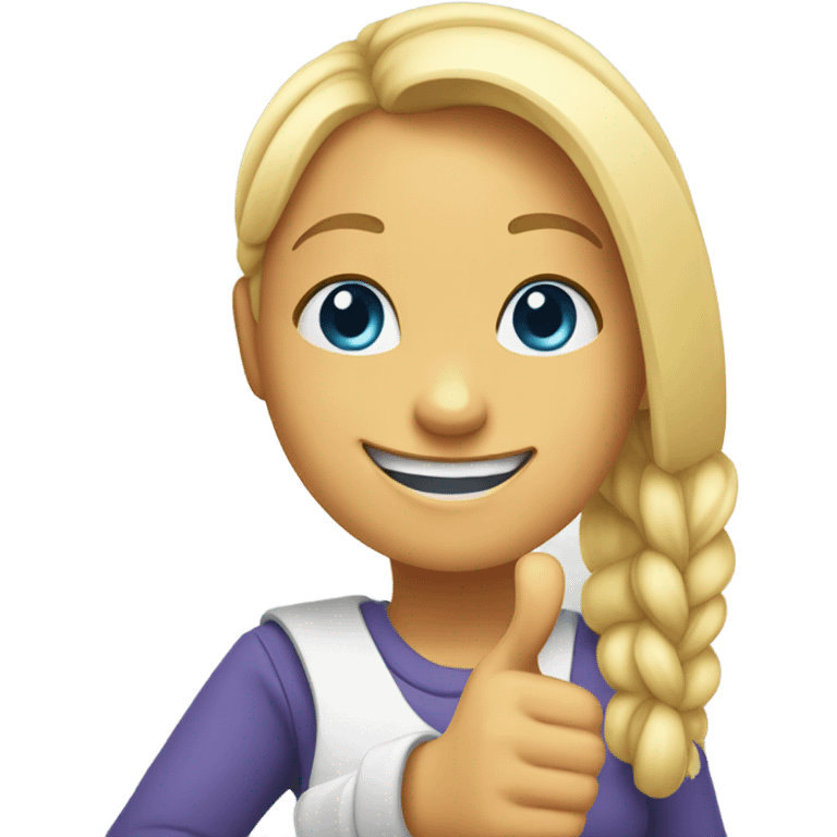 a girl with blonde ponytail thumbs up happy  emoji