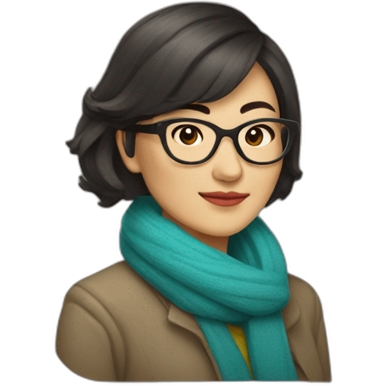 kazakh woman artist with short hair and eyeglasses emoji