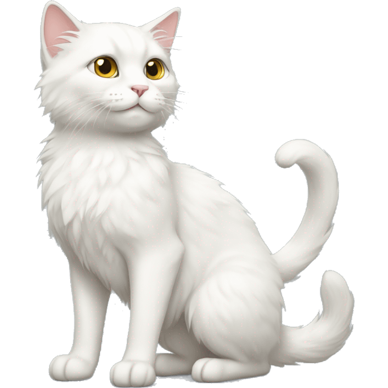 furry white cat, full body emoji