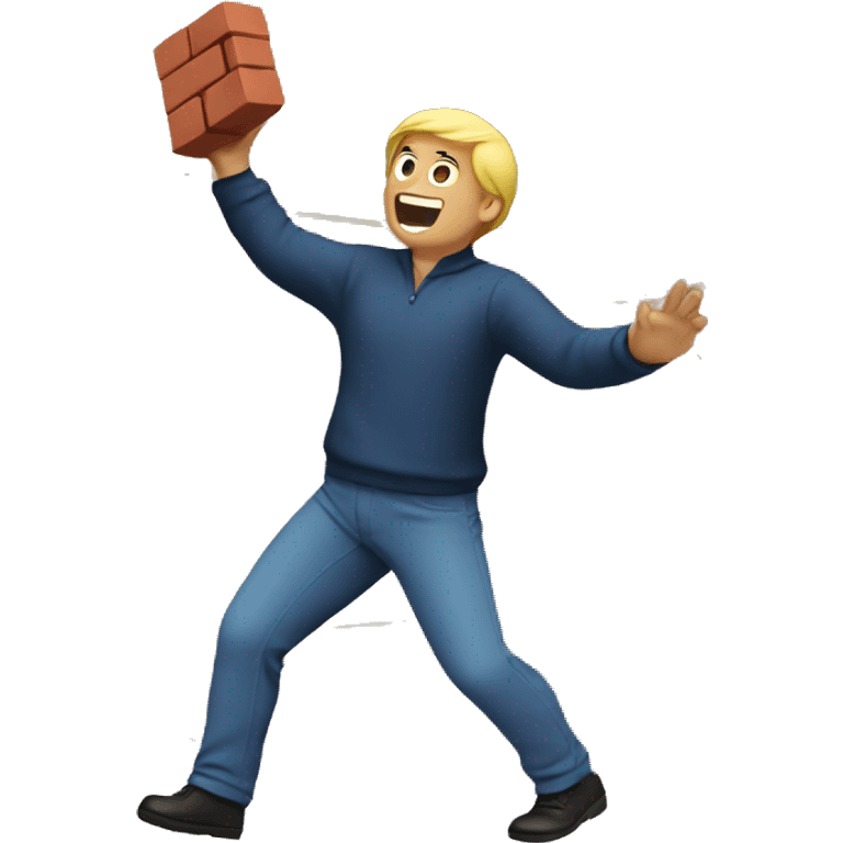 Man tossing brick emoji