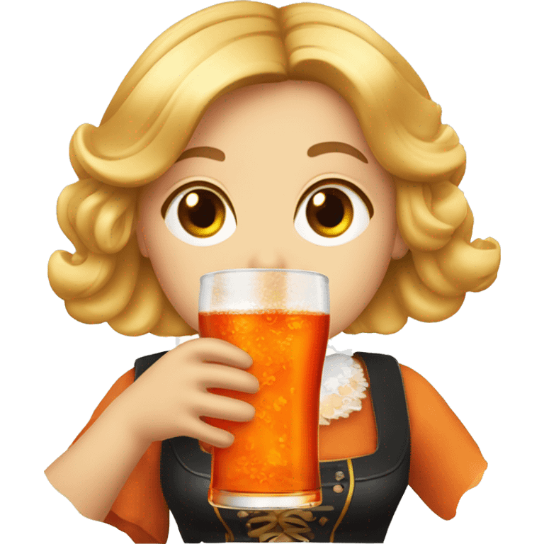 three Bavarian girl drinking aperol emoji