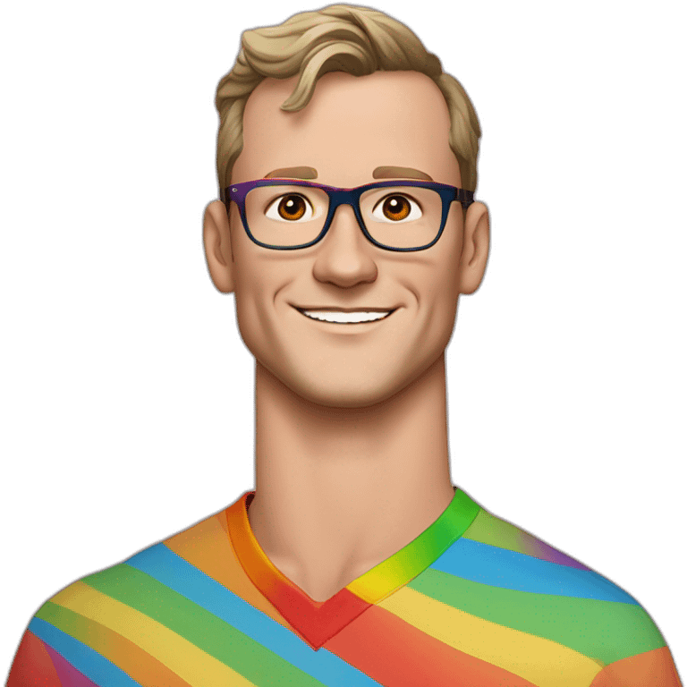 Jonathan Toews wearing glasses and rainbow clothes emoji