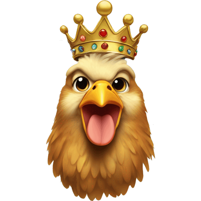 Chicken transparent background, crown on the head emoji