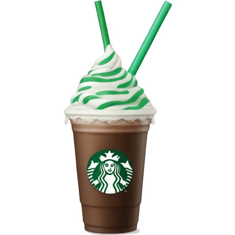 Peppermint Starbucks Frappuccino with one straw emoji