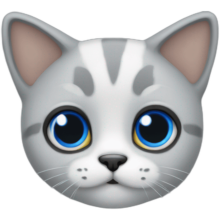 Un gato gris con ojos azules emoji