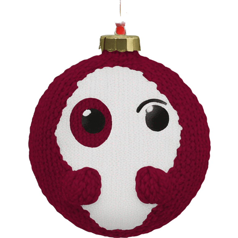 Wine red round knit Christmas ornament  emoji