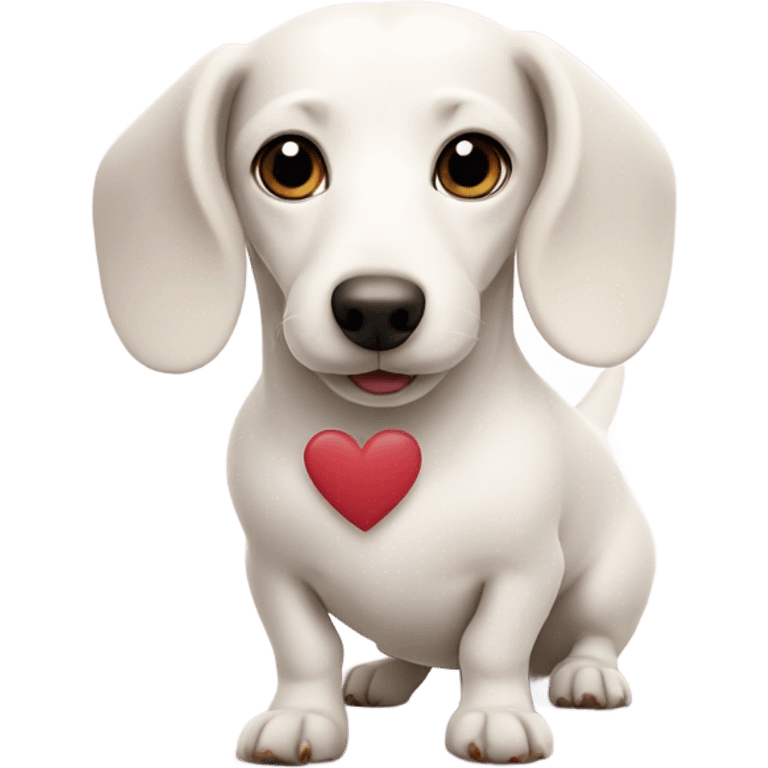 White dachshund with a heart  emoji