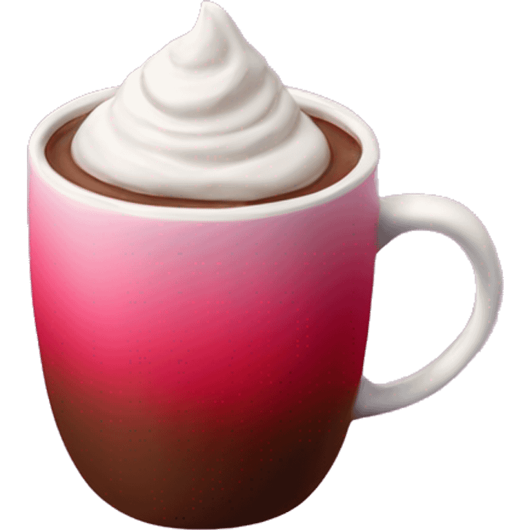 Realistic isolated gradient raspberry color hot chocolate mug. emoji