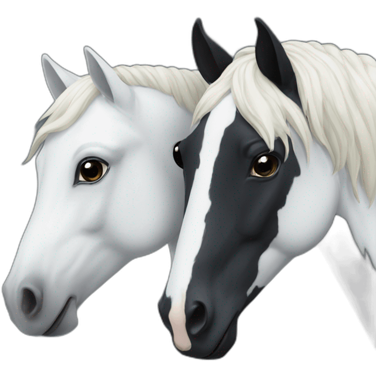 A black horse and a white horse emoji