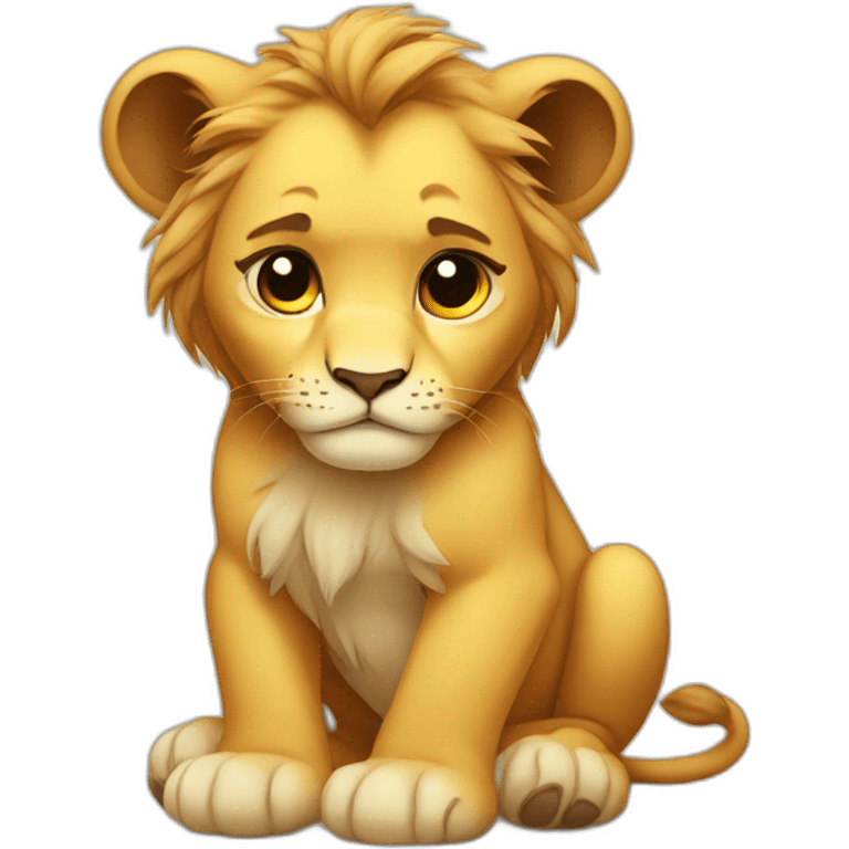 cute lion cub sad emoji