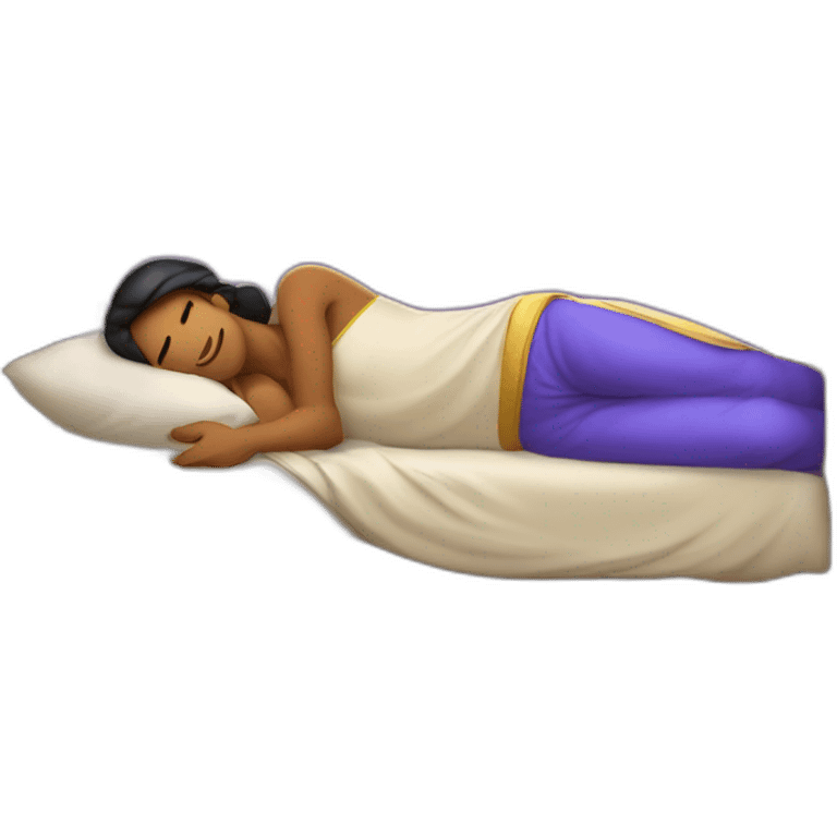 I want a genie like Aladdin sleeping in a bed making money emoji