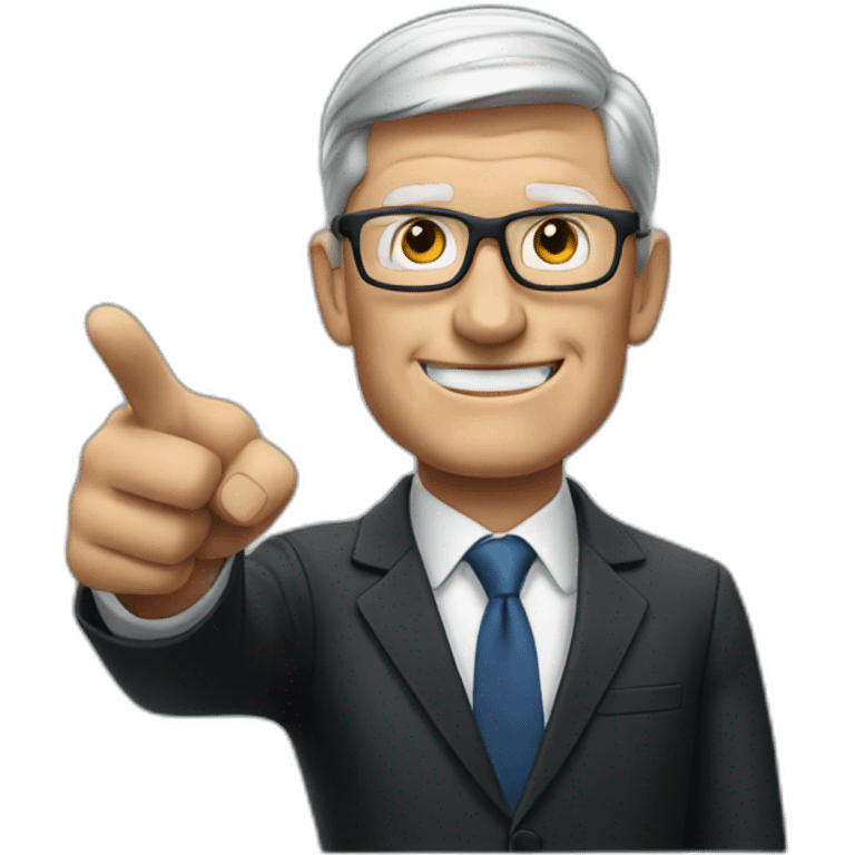 Tim Cook pointing left emoji