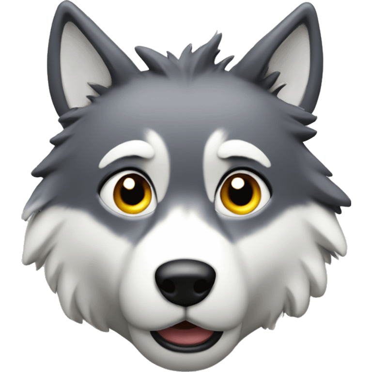 Cute wolf with white glue All over its face, embarrassed emoji