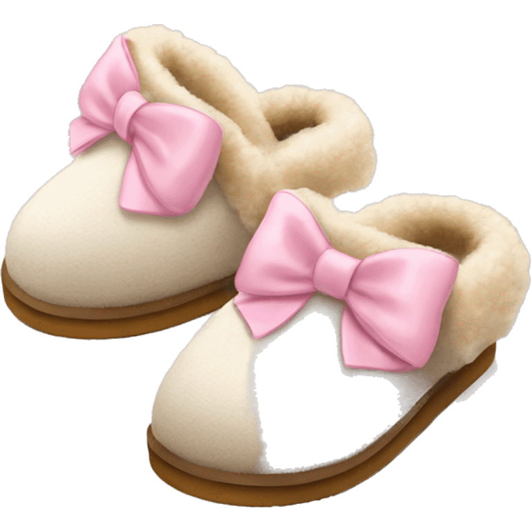 ugg slippers with light pink bows on the back emoji