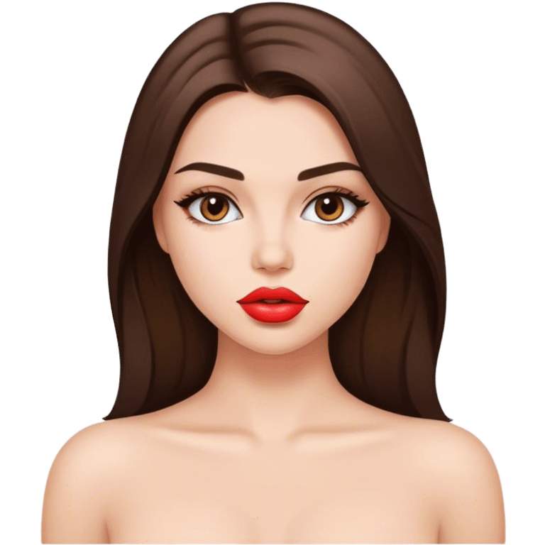 Sexy beautiful girl with plump lips and brunette straight hair emoji