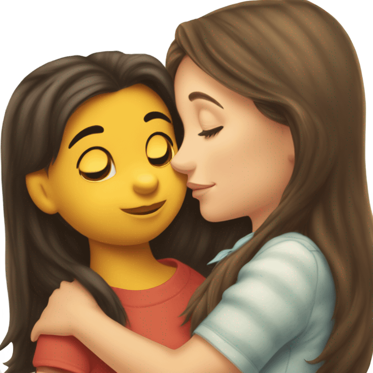 Winnie the Pooh kissing pretty brunette girl on the cheek emoji