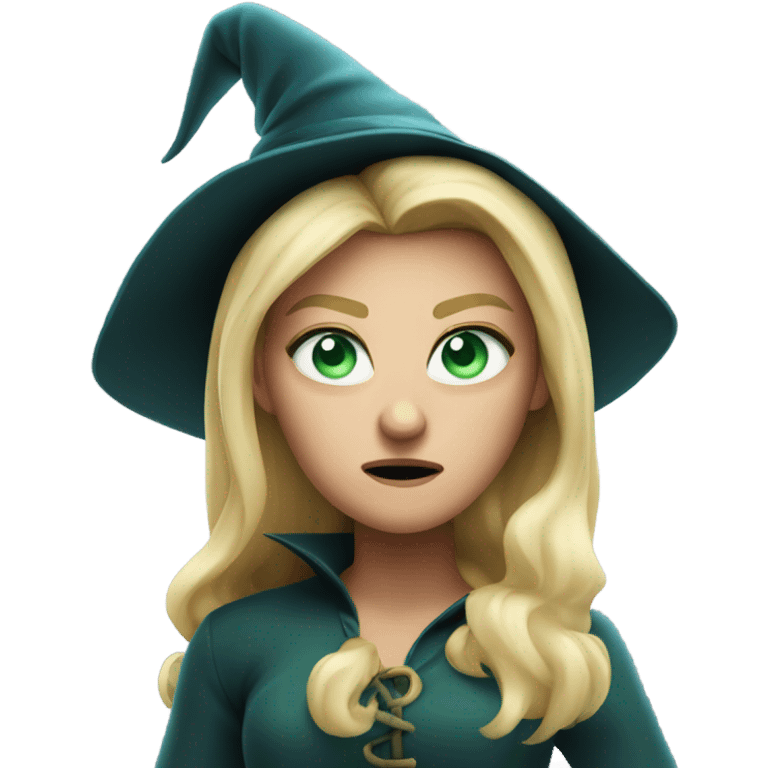 Angry Blonde witch with green blue eyes hat angry emoji