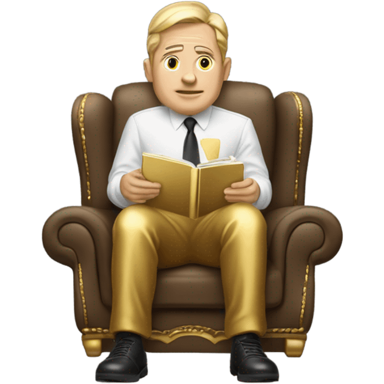 Billionaire reading gold magazine and mobile phone emoji