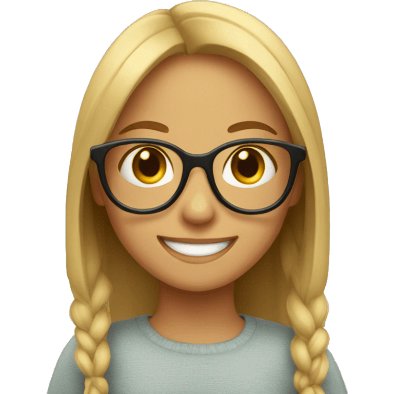 smiling girl with glasses indoors emoji