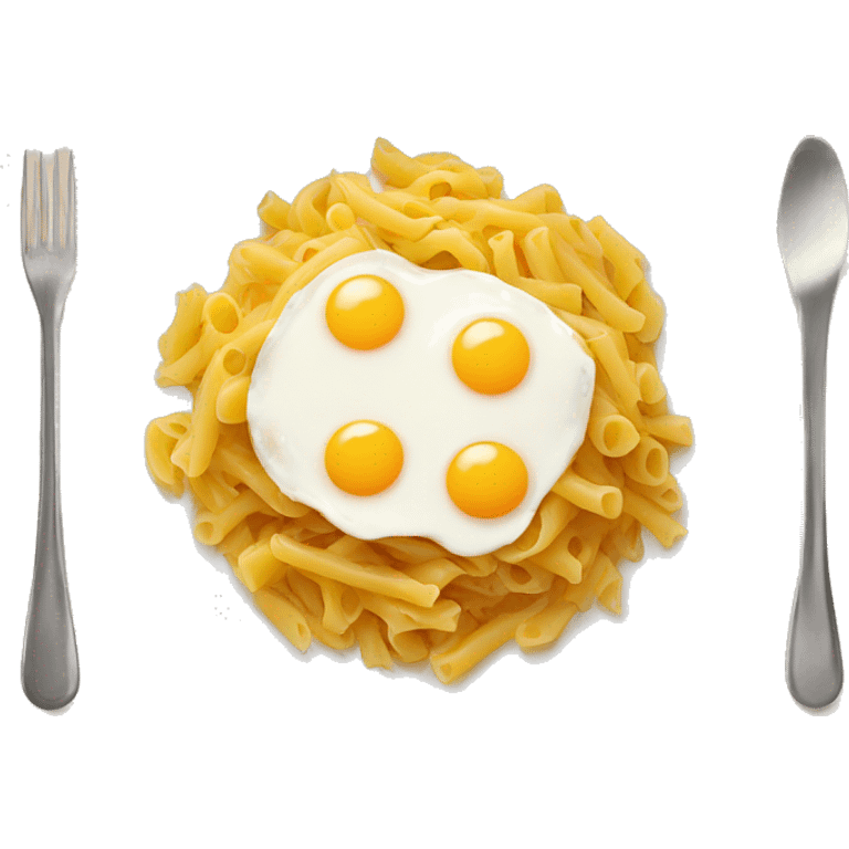 pasta sauce with cheese and egg on a plate emoji