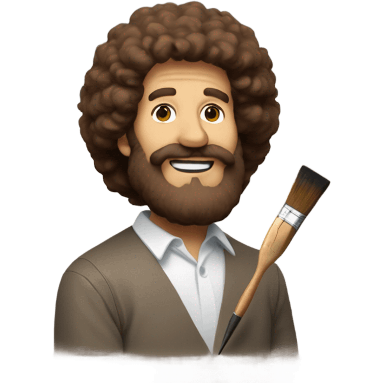 bob ross with brown hair, a brown beard, and a paintbrush thats covered in paint emoji