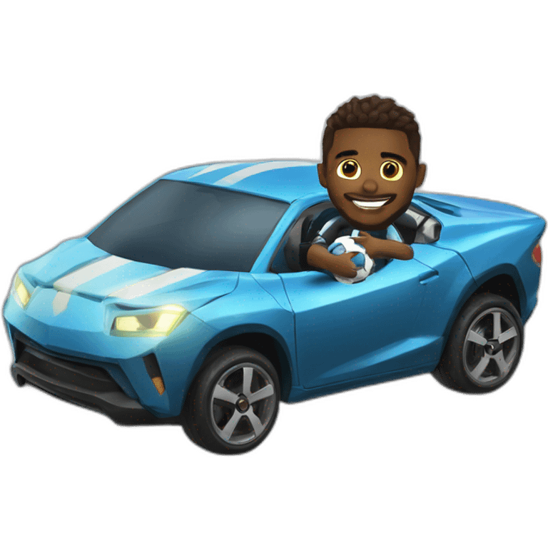 an footballer in a car playing rocket league emoji