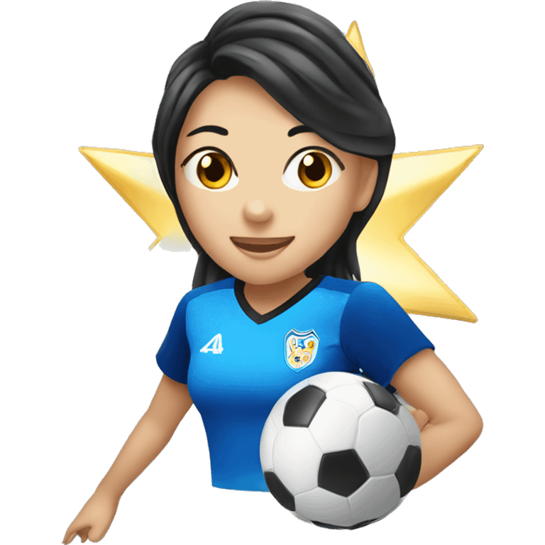 Women's soccer player, Asian, sparkling stars emoji