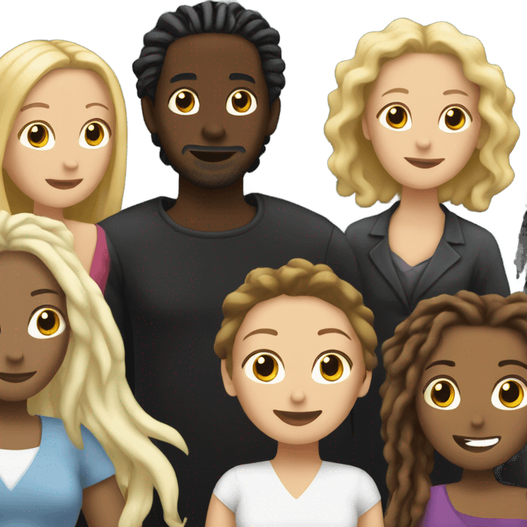 Black man with dreadlocks hanging out with White women emoji