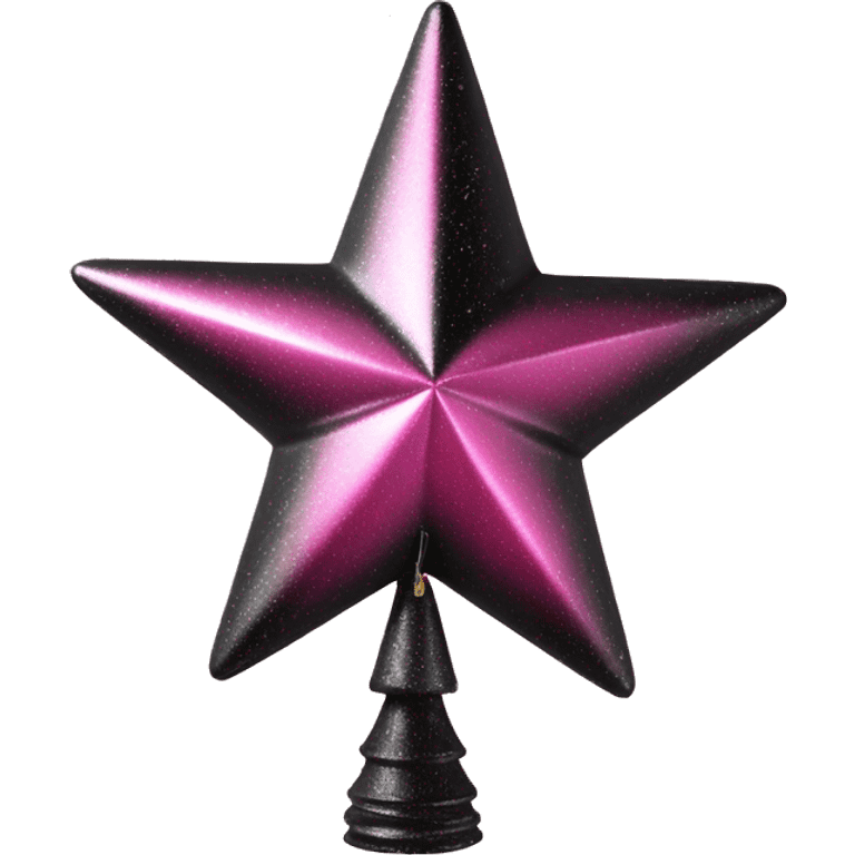 Realistic isolated black and pink metallic star christmas tree topper. emoji