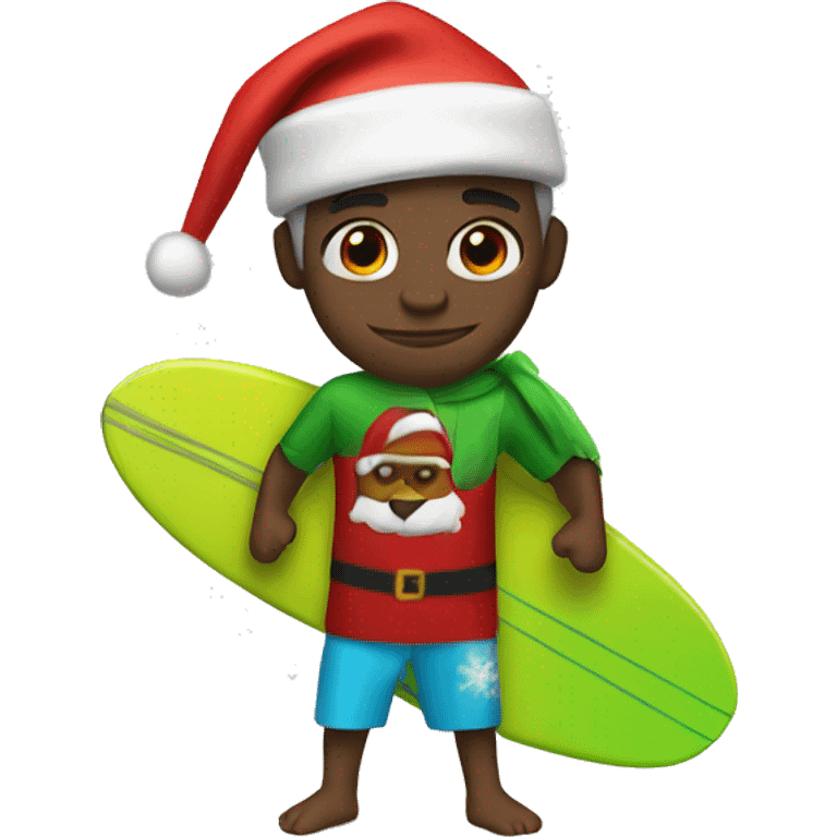 Tres surfing with Santa outfit emoji