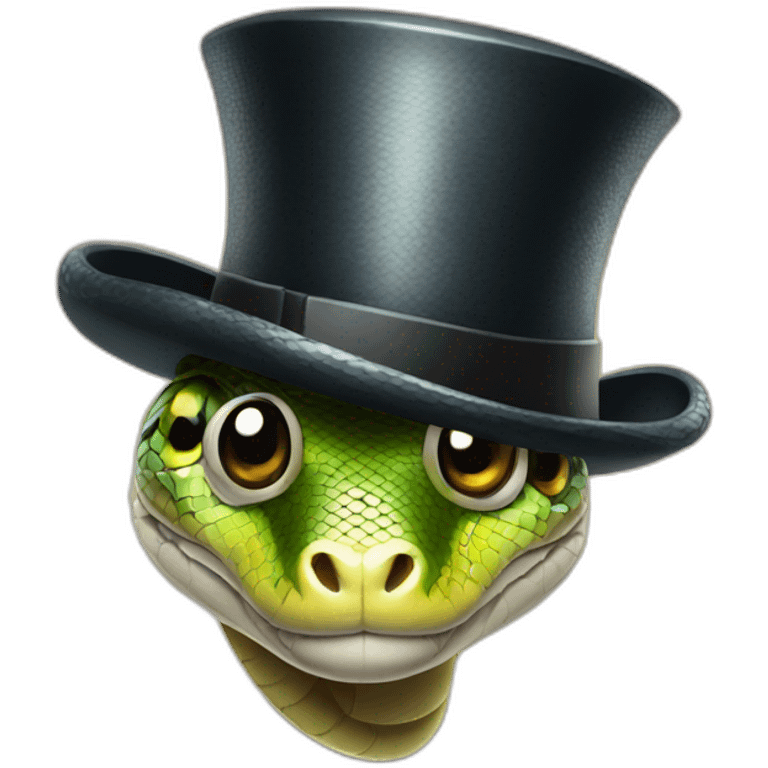 python snake wearing a top hat and monocle emoji