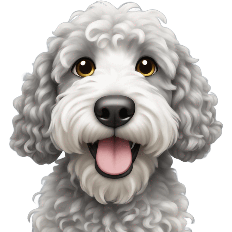 a grey and white bernadoodle emoji