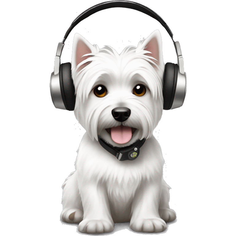 west highland white terrier with black headphone emoji