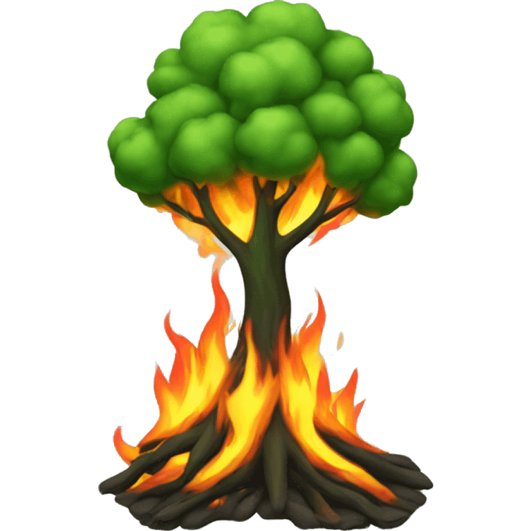 green tree on fire  emoji